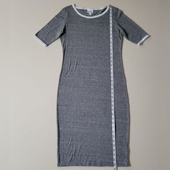 LuLaRoe Women's Gray Julia Midi Tshirt Dress - Picture 6 of 9